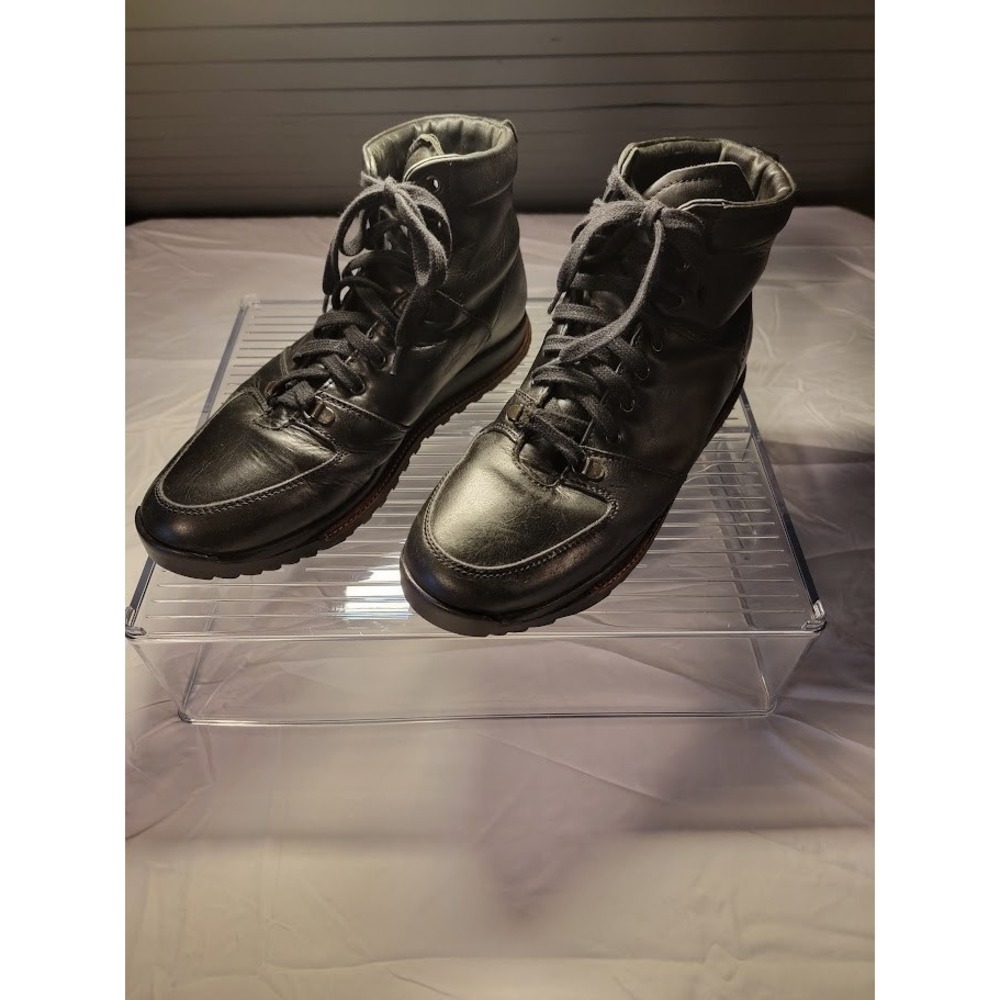Men's HOOD Black Leather Laceup Boots - Size 10